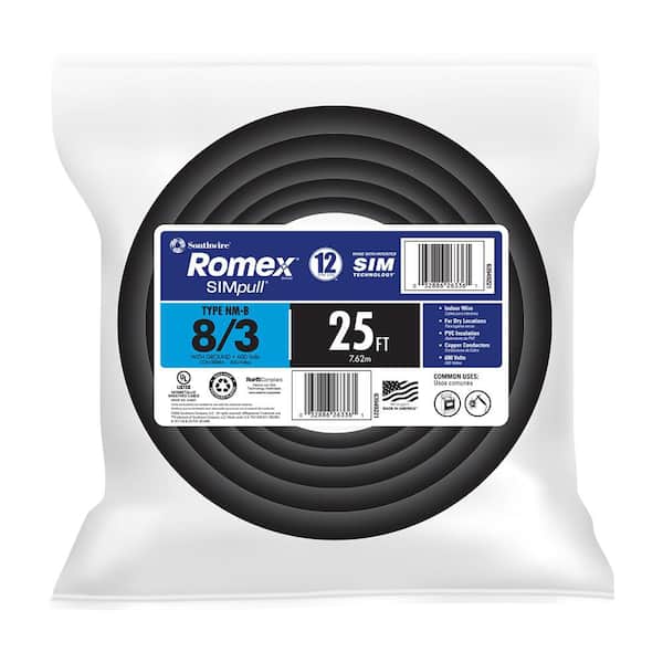 Southwire 25 ft. 8/3 Stranded Romex SIMpull CU NM-B W/G Wire