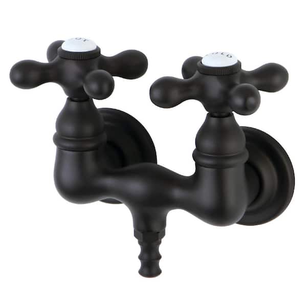 Kingston Brass Vintage 3-3/8 in. 2-Handle Wall Mount Claw Foot Tub Faucet in Brushed Nickel