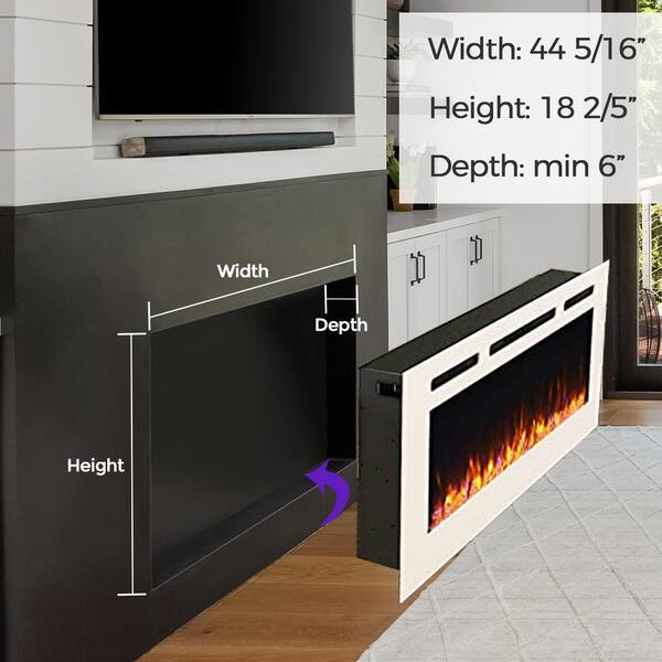 PuraFlame 50 in. Recessed Wall-Mount Metal Electric Fireplace in White  HM173B-W - The Home Depot