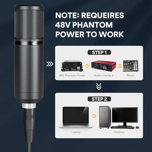 YICHUHAOXI XLR Condenser Microphone Studio Recording Mic with Boom