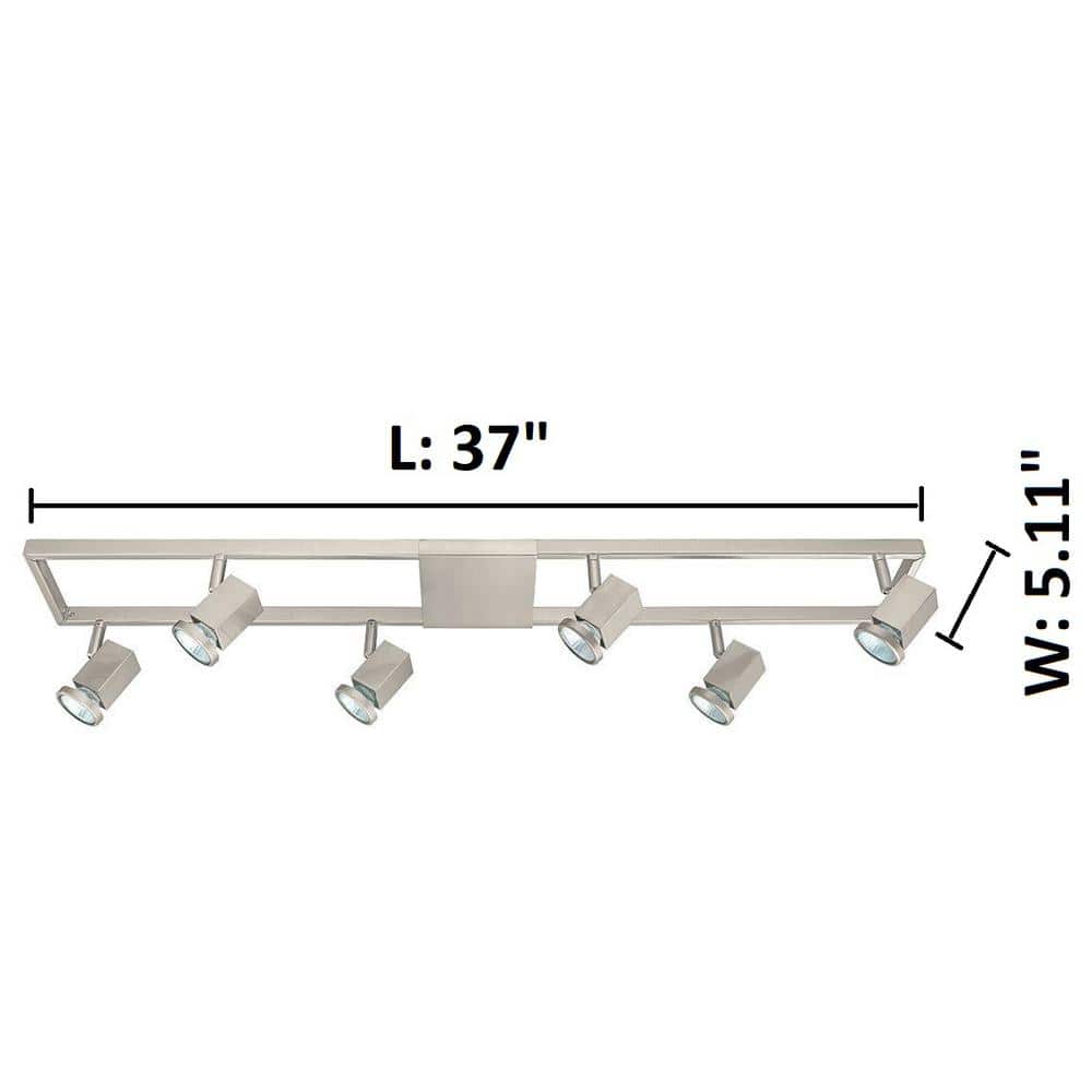 Satin Nickel 6-Light Adjustable Track Light Fixture