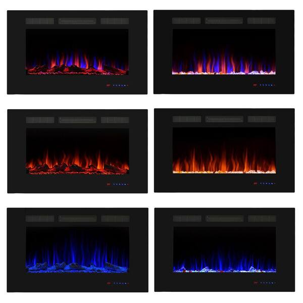 Valuxhome 36 in. 1500W/750W Electric Fireplaces Recessed Fireplace Insert,  Remote, Overheating Protection, Touch Screen, Black EF36-HD - The Home Depot