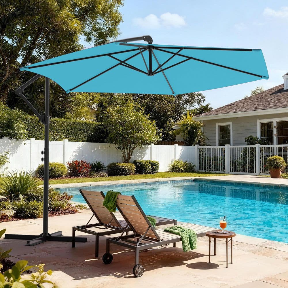 10 deluxe polyester offset patio umbrella by trademark innovations teal PURPLE LEAF 10' X 12' Outdoor Rectangle Umbrella Large Cantilever Umbrella Windproof Heavy Duty Sun for Garden Deck Pool Patio, Turquoise Blue : Patio, Lawn & Garden Maximize your time outside with this versatile 10 ft SANLUCE 10 ft. Offset Umbrella
