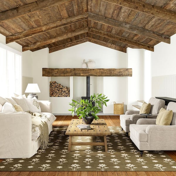 Ella Wool Olive Green 8 ft. x 10 ft. Indoor/Outdoor Patio Area Rug