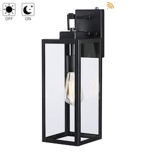 Bonanza 18 in. 1-Light Matte Black Outdoor Wall Lantern Sconce with Dusk to Dawn