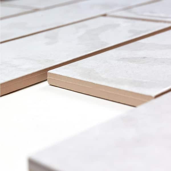 Lisboa Rectangle Perla (White) 3 in. x 9 in. Textured Matte Glossy Ceramic Subway Wall Tile (7.99 sq. ft./44-piece case)