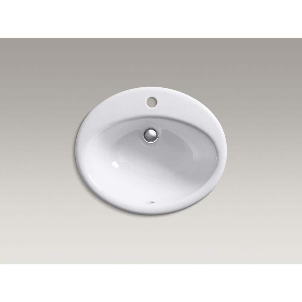 Farmington White Cast Iron Oval Drop-In Bathroom Sink