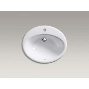 Farmington 19 in. Oval Drop-In Cast Iron Bathroom Sink in White with Overflow Drain