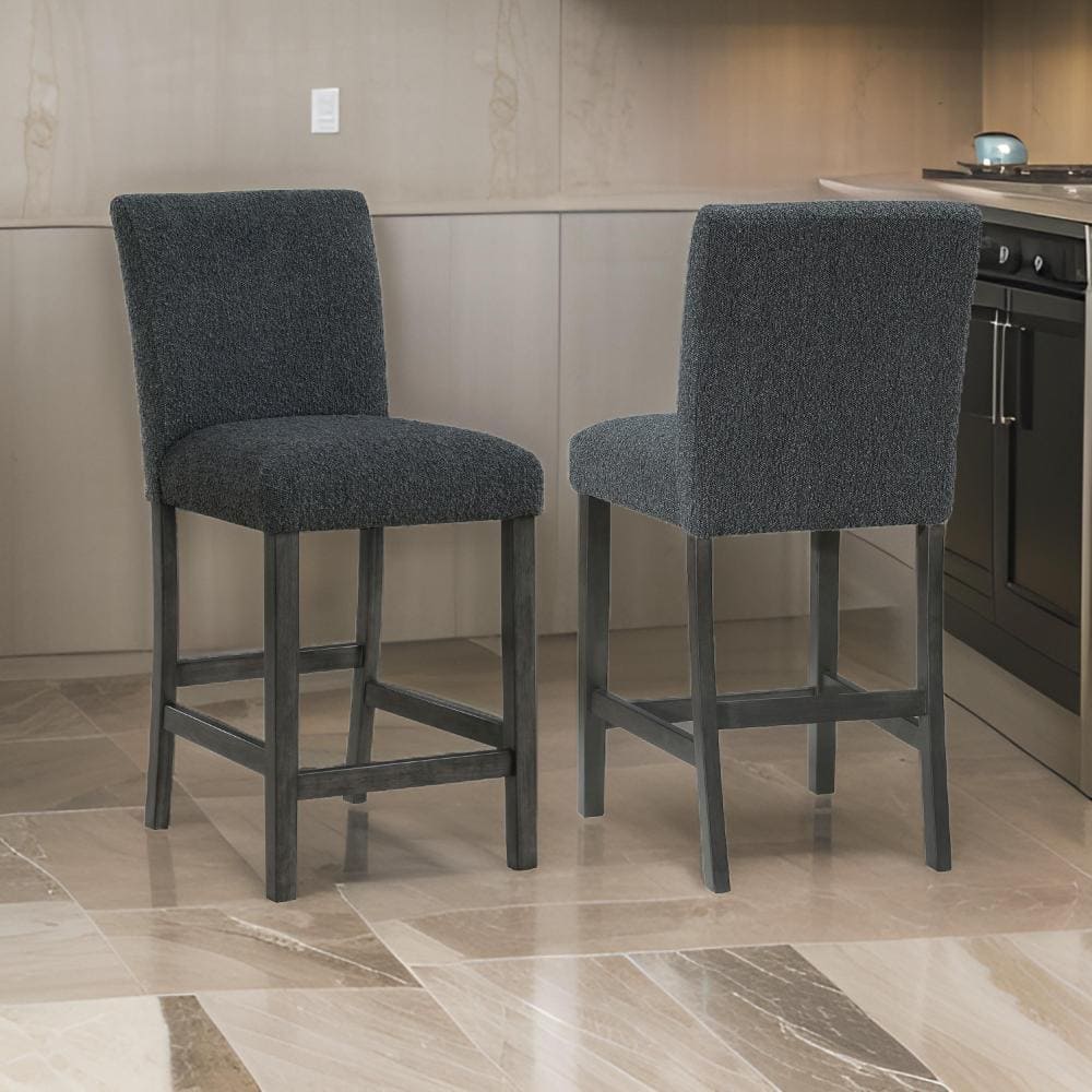 Black and Gray Fabric Wooden Frame Dining Chair (Set of 2) -  Benjara, BM319038