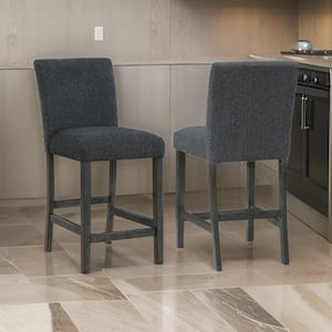 Black and Gray Fabric Wooden Frame Dining Chair (Set of 2)