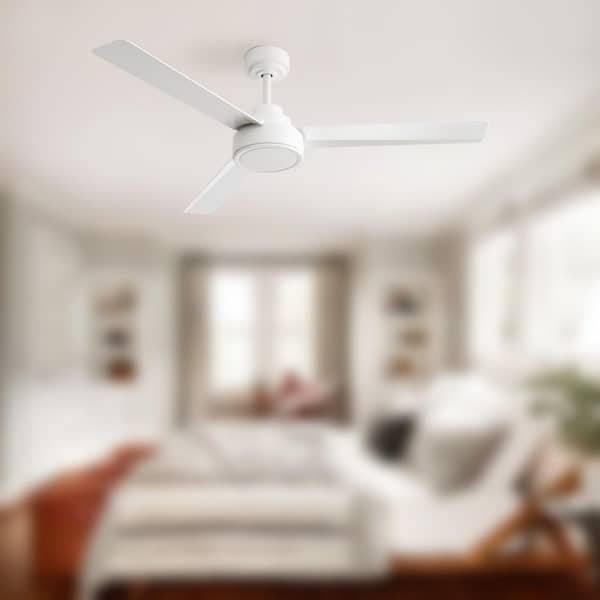 KempModern 52 in. Indoor/Outdoor White Ceiling Fan without Light with Remote Control 6 Speed Quiet