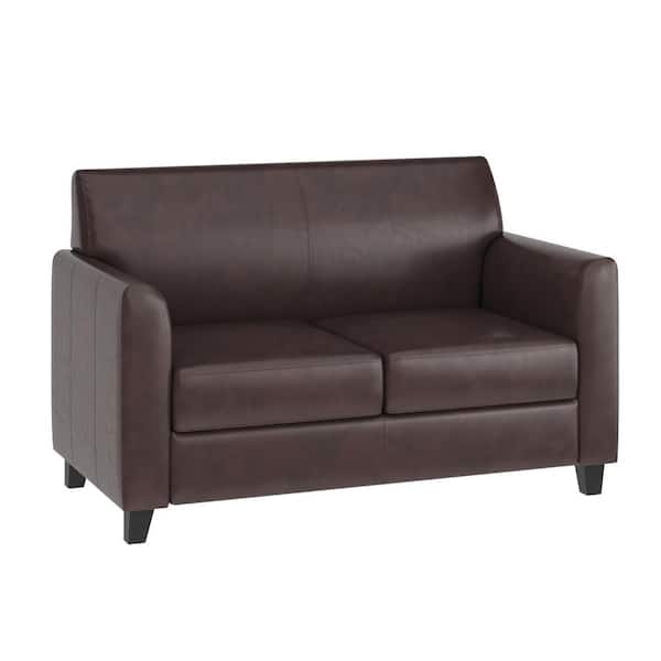 Flash Furniture Hercules Diplomat 52 in. Brown Faux Leather 2-Seat Loveseat with Flared Arms