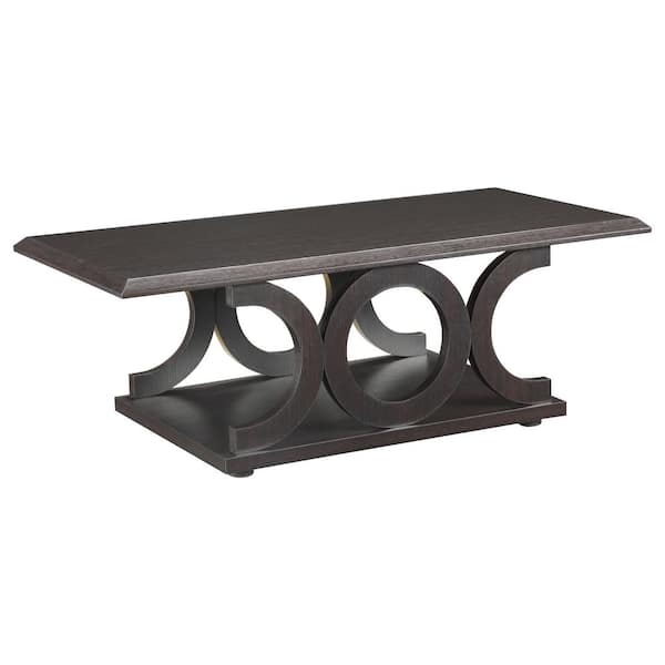 Coaster 48 in. Cappuccino Large Rectangle Wood Coffee Table with Shelf