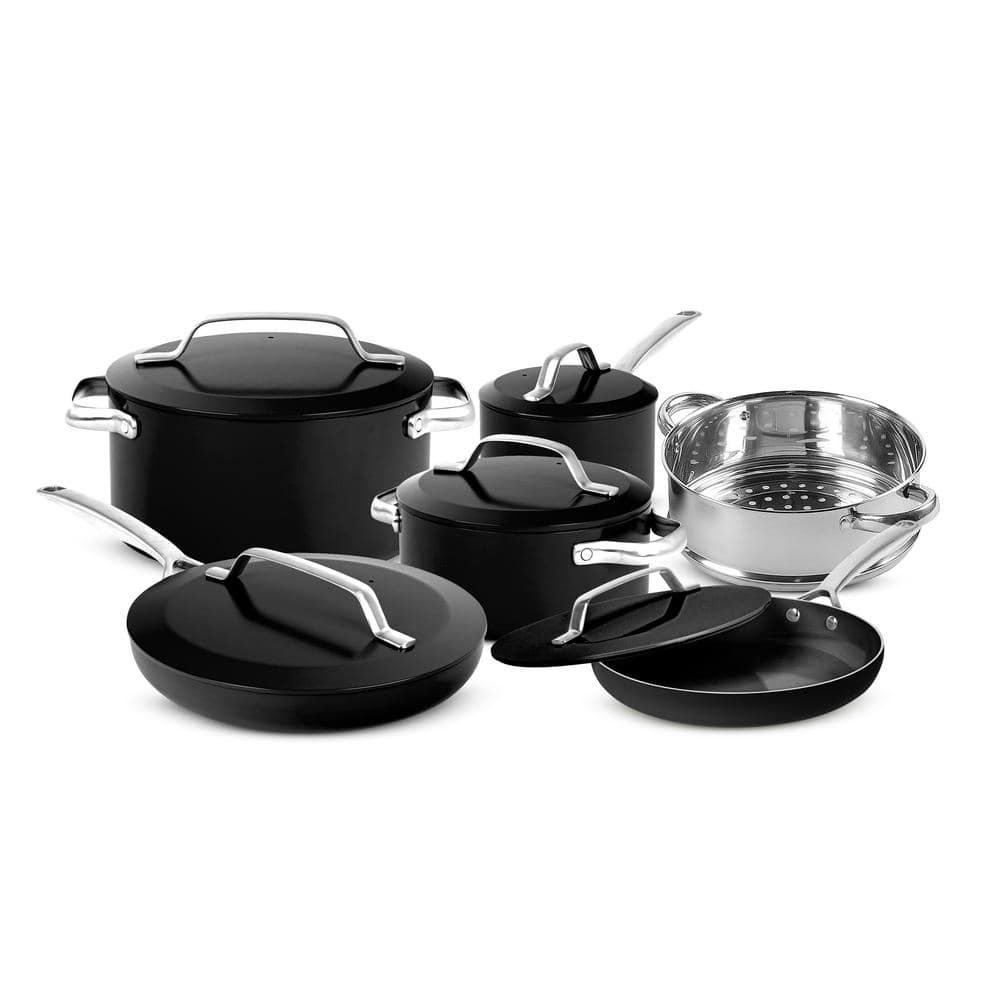 Gotham Steel Modern 11-Piece Aluminum Ultra Performance Ceramic Nonstick Cookware Set in Black