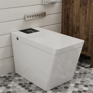 WISE One-Piece 0.8/1.3 GPF Dual Flush Square Smart Toilet in White with Instant Heated Seat and Soft Close