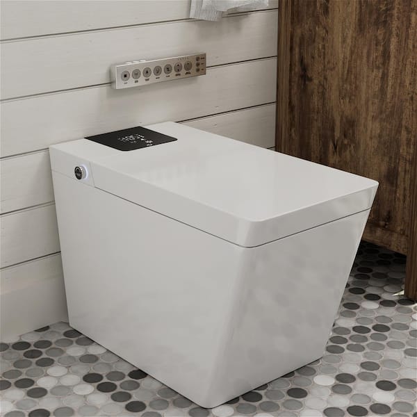 INSTER WISE One-Piece 0.8/1.3 GPF Dual Flush Square Smart Toilet in White with Instant Heated Seat and Soft Close