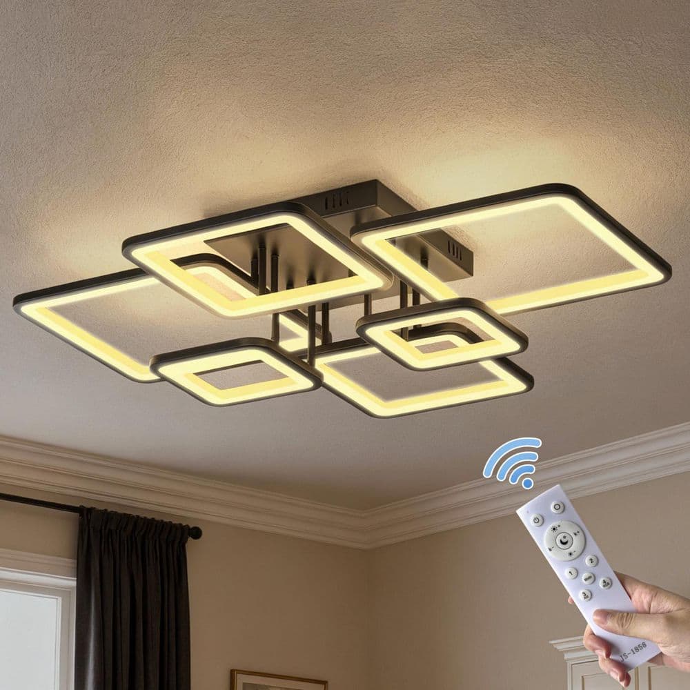 YANSUN Dimmable Modern 6 Square Flush Mount with Remote Control