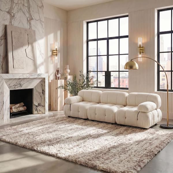 Hudson Shag 10 ft. x 14 ft. Ivory/Beige Abstract Area Rug