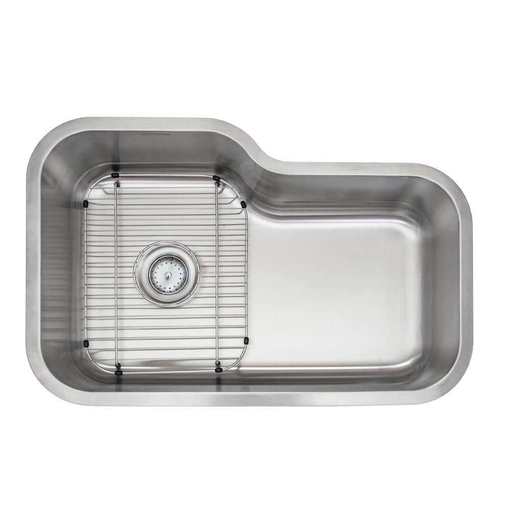 Glacier Bay Undermount 18G Stainless Steel 32 in. Offset Single Bowl