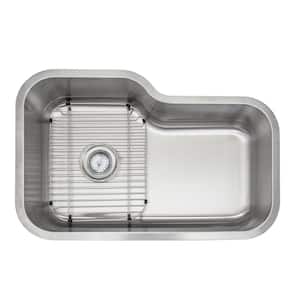 32 in. Undermount Single Bowl 18 Gauge Stainless Steel Kitchen Sink with Accessories