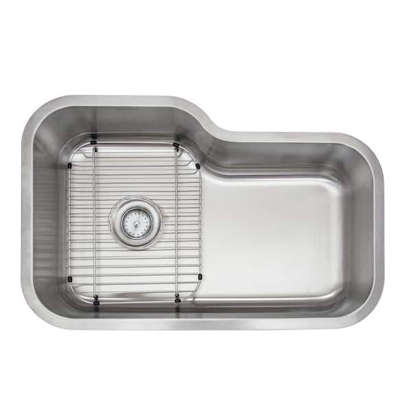 Glacier Bay 32 in. Undermount Single Bowl 18 Gauge Stainless Steel Kitchen Sink with Accessories