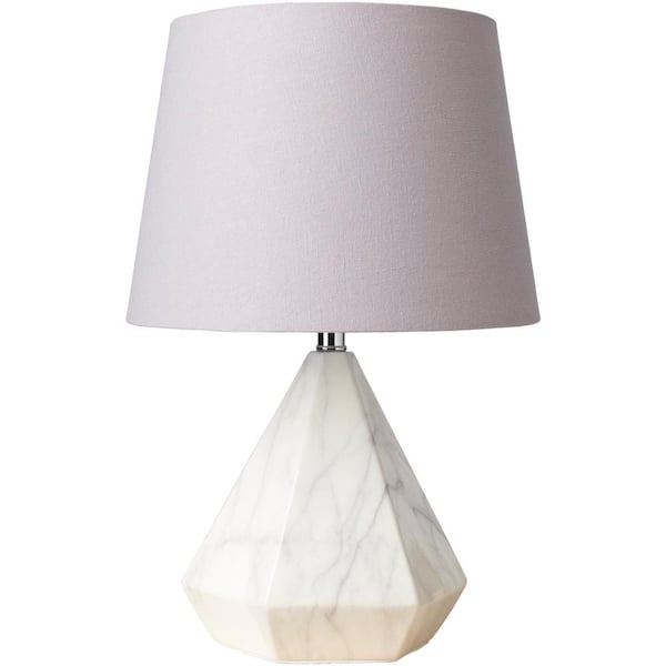 Artistic Weavers Gamaliel 17 in. White Indoor Table Lamp with Light Grey Barrel Shaped Shade