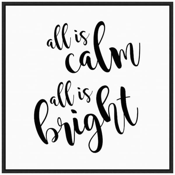 Amanti Art 22 in. All is Calm Script Black Christmas Holiday Framed Canvas Box Wall Art