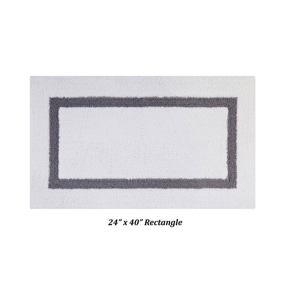 White and Gray Cotton Tufted Rectangular Bath Rug