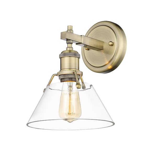 Orwell 7.5 in. 1-Light Aged Brass and Clear Glass Wall Sconce