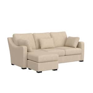 York 86.5 in. Slope Arm Polyester Casual Sectional in Beige