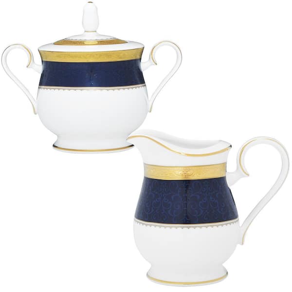Odessa Cobalt Gold (Gold) Bone China Sugar and Creamer Set