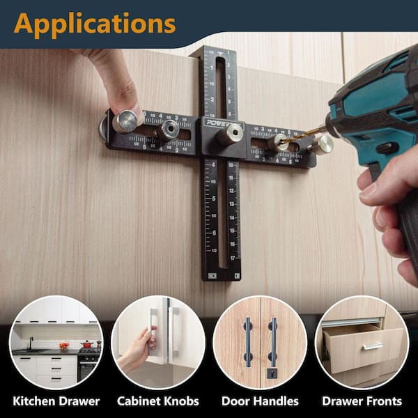 JNB PRO Precision Aluminum Cabinet Hardware Jig Tool - Enhanced Drill Guide For Knobs, Pulls