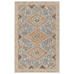 Vibe Zascha Blue/Brown 5 ft. x 8 ft. Hand Tufted Medallion Wool Area Rug