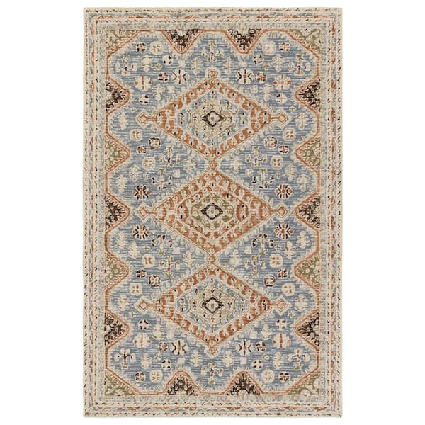 VIBE BY JAIPUR LIVING Vibe Zascha Blue/Brown 5 ft. x 8 ft. Hand Tufted Medallion Wool Area Rug