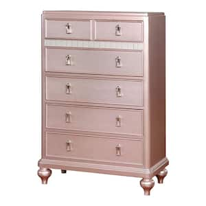 Kloe Rose Gold 5-Drawer 36 in. Chest of Drawers