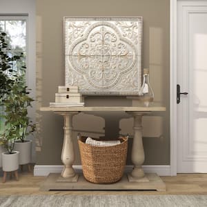 Metal Gray Scroll Wall Decor with Embossed Details