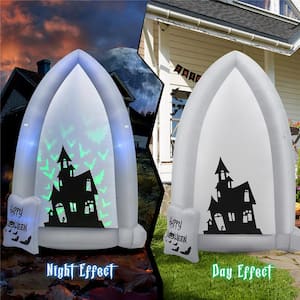 7 ft. Halloween Inflatable Tombstone Yard Decoration with Bat LED Projector