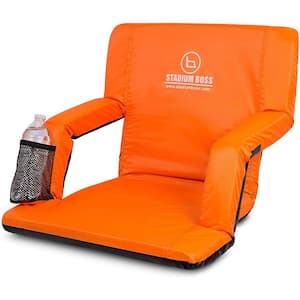 Stadium Boss Orange Recliner Stadium Seat for Bleachers, Benches, Lawns, Backyard, Camping and Beach Padded Sport Chair