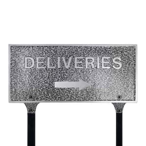 Deliveries with Right Arrow Standard Statement Plaque with Lawn Stakes - Swedish Iron