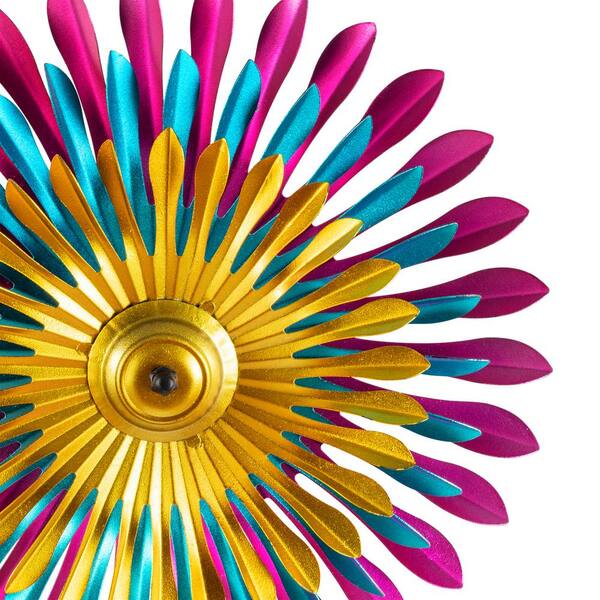Gros//Tall Multicolore Métal Spinning Fleur Jardin Extérieur Art Windmill decor
