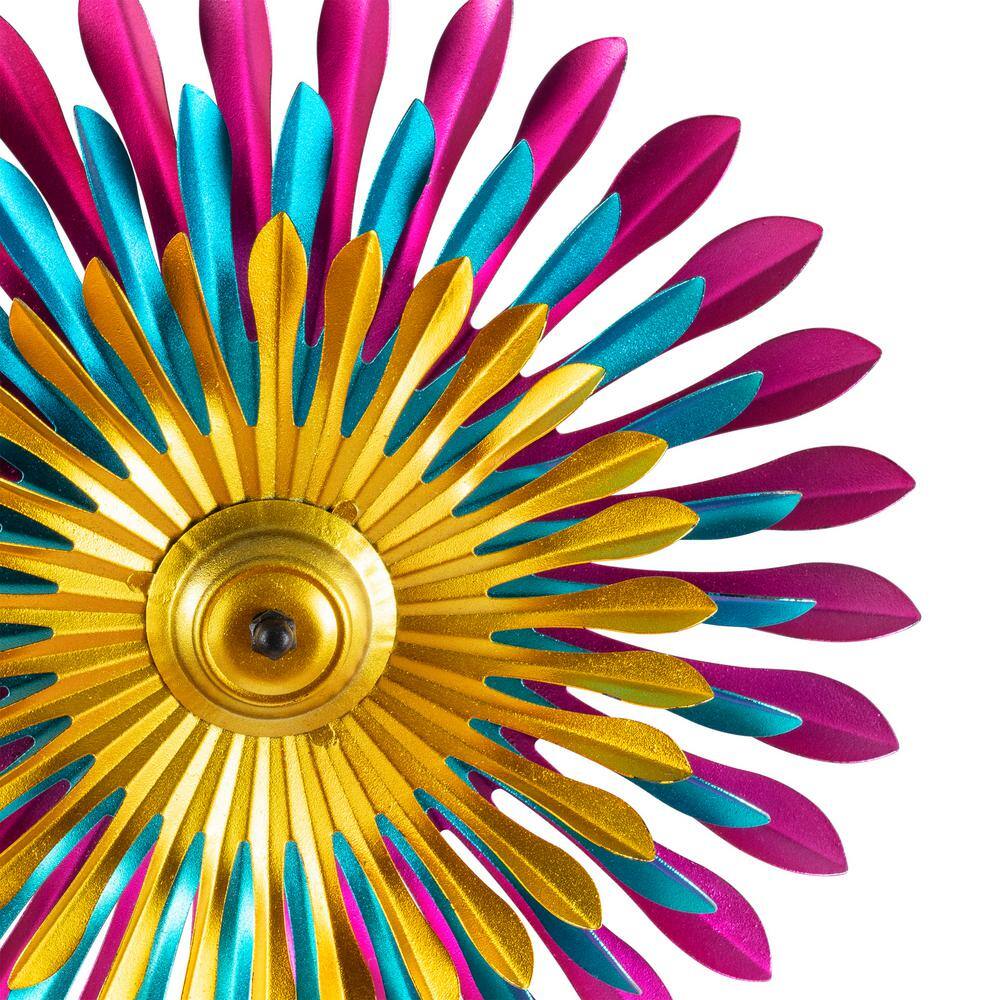 47" Multicolor Iron Daisy Wind Spinner Garden Stake