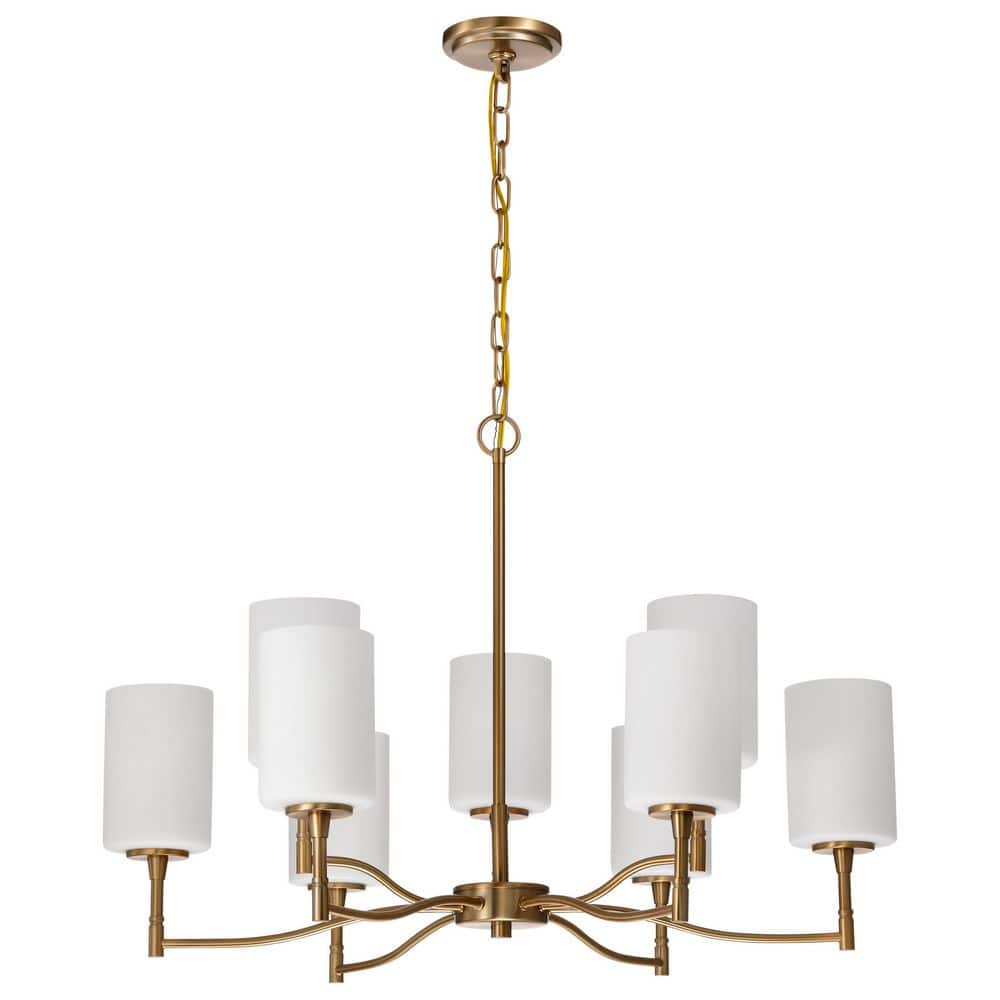 Liam 9-Light Burnished Brass Traditional Chandelier with White Opal Glass Shades price history on PriceWatchPro