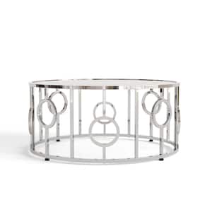 Freys 36 in. Chrome Round Glass Coffee Table