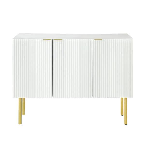 47.2-in W x 16.5-in D x 36.6-in H in White Particle Board Assemble Upper Pantry Kitchen Cabinet with Gold Metal Legs