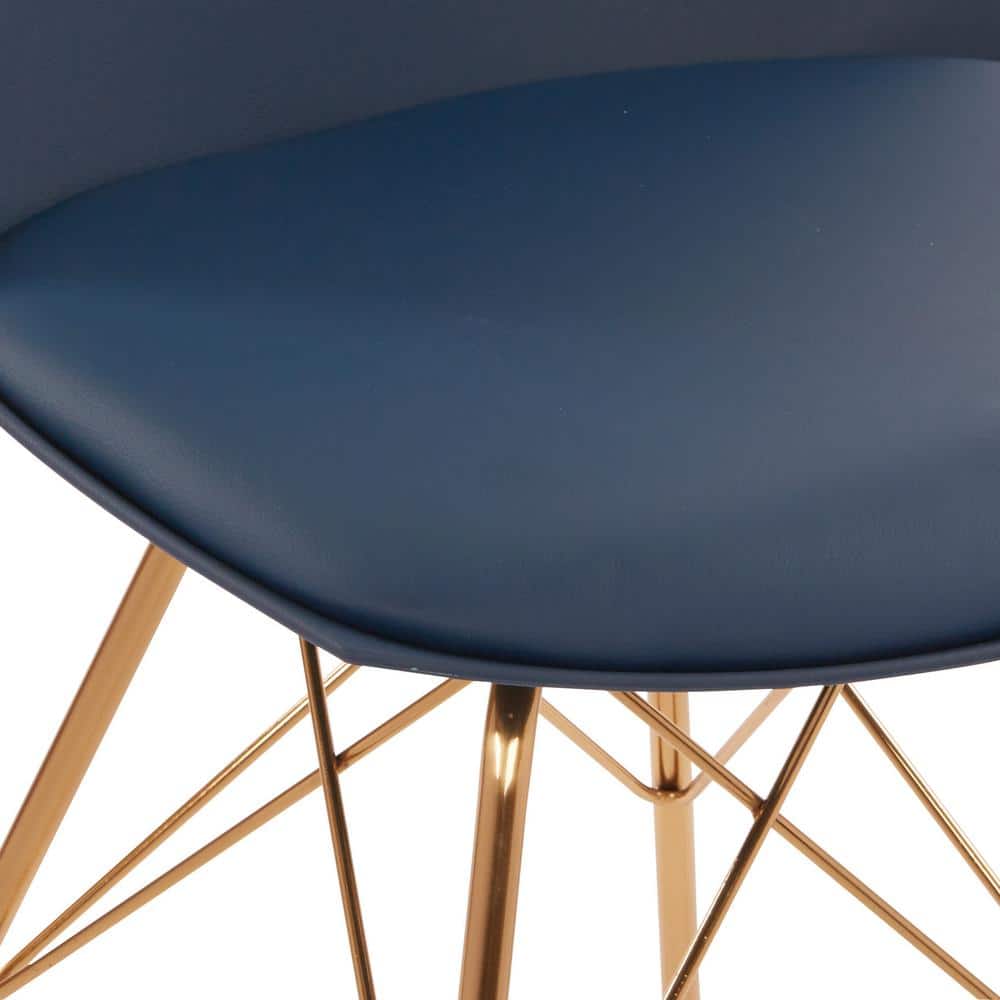 Navy Faux Leather Modern Chair with Gold Chrome Base