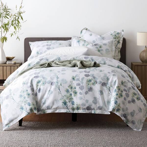 The Company Store Plum Blossom Wrinkle-Free Multicolored Floral Sateen King Duvet Cover
