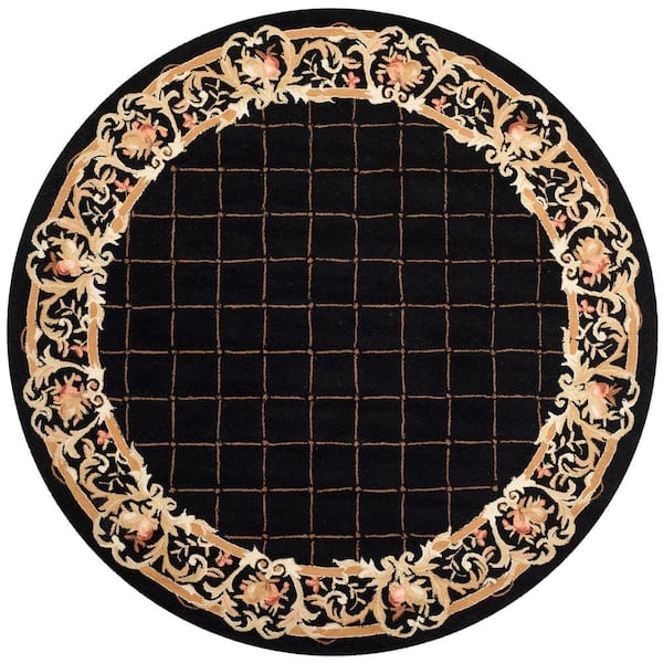 SAFAVIEH Chelsea Black 8 ft. x 8 ft. Round Border Diamonds Solid Area Rug