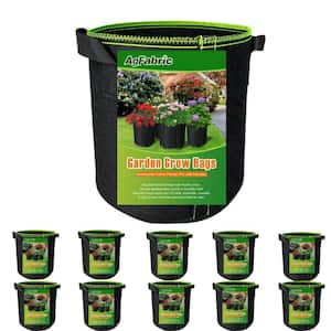 9 in. Dia x 12 in. H 4 Gal.Green Mount Planter Plant Side Velcro Grow Bag Planter Fabric Grow Bag (10-Pack)
