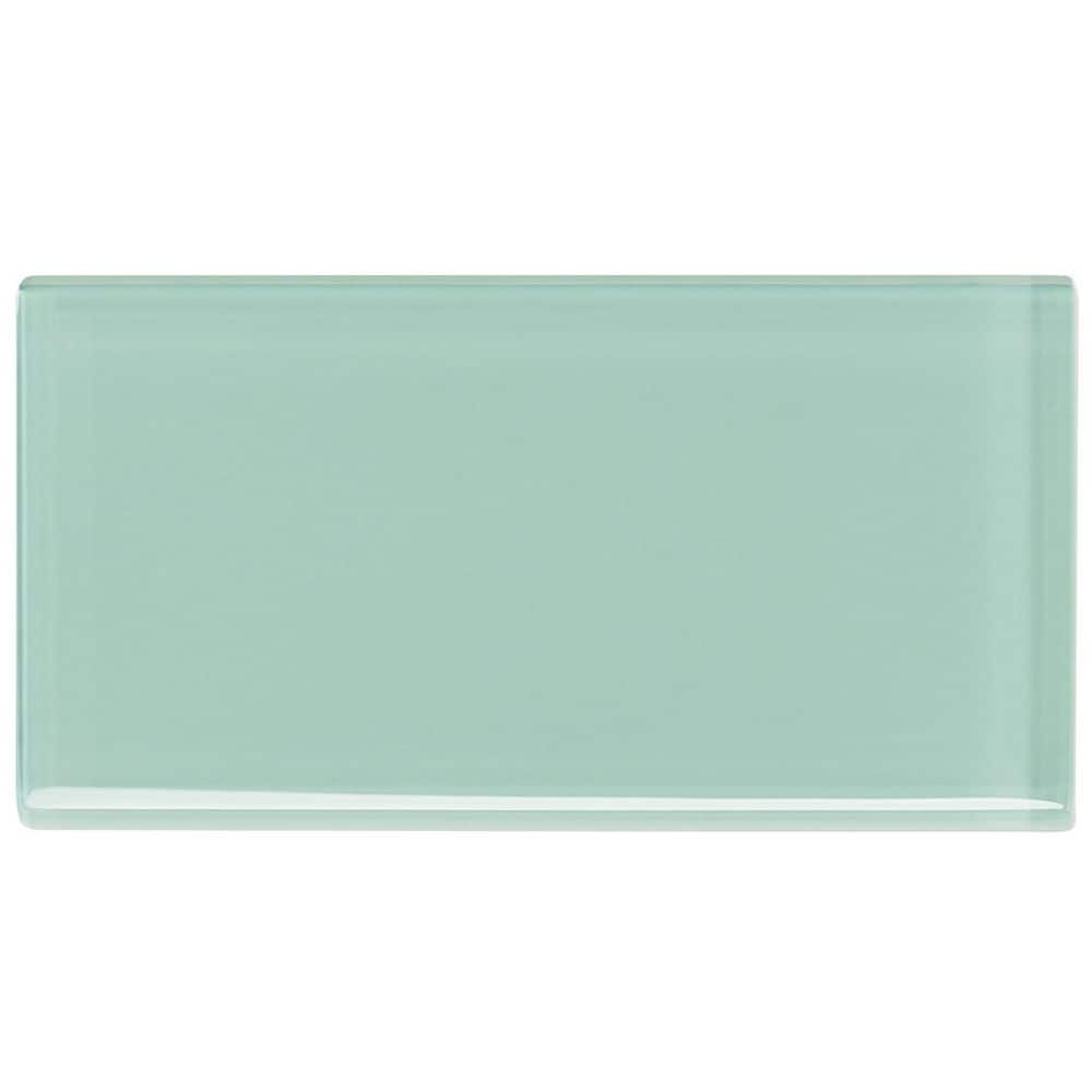 Spa Green 3'' x 6'' Glass Subway Wall Tile