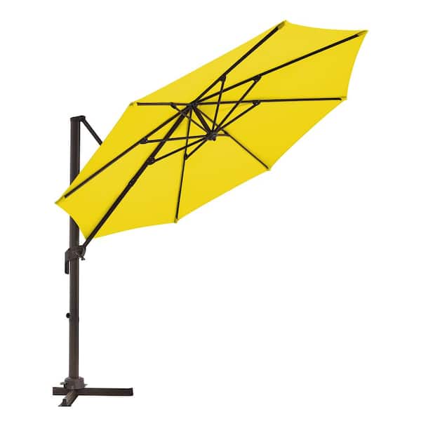 JEAREY 10 ft. Round 360-Degree rotation Cantilever Patio Umbrella in Yellow